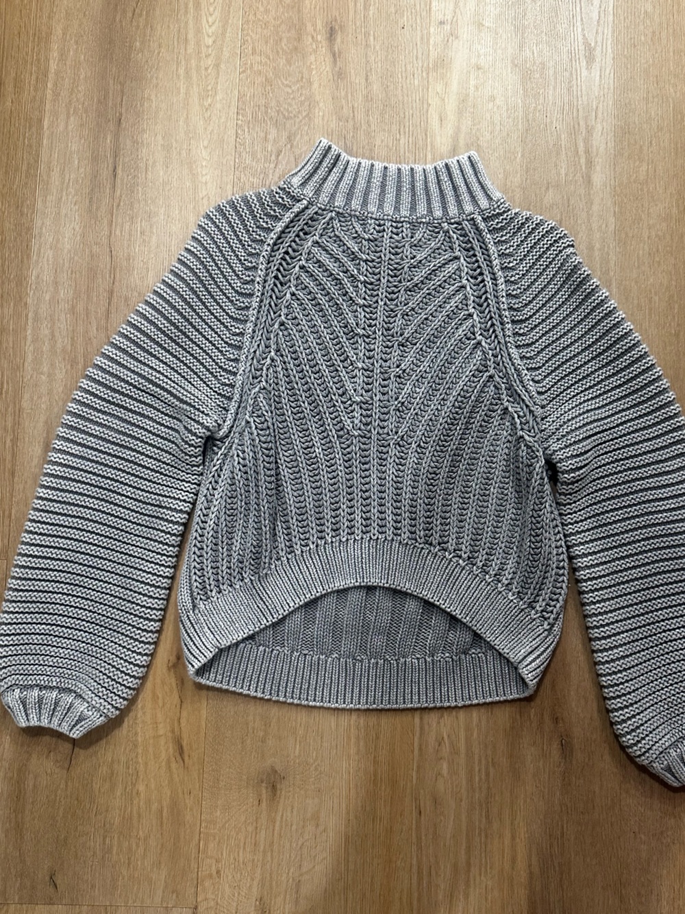 Free People Gray Cable-Knit Mock Neck Sweater
